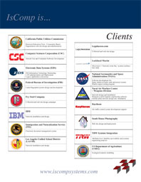 IsComp Systems Inc 4-Color Sales Brochure: Clients