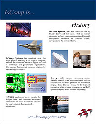 IsComp Systems Inc 4-Color Sales Brochure: Company History