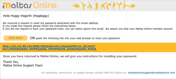 Maltas Online: Confirmation Email